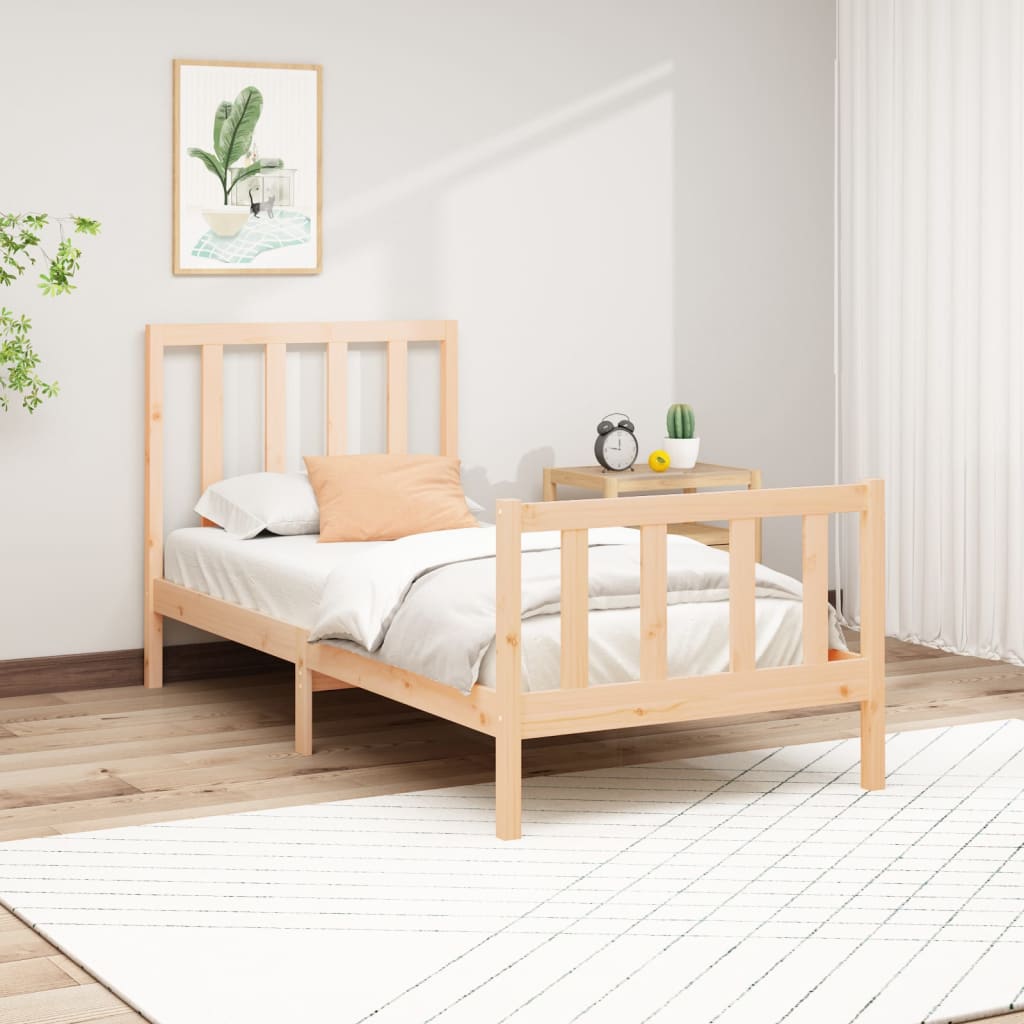 vidaXL Sängynrunko ilman patjaa 100x200 cm täysi mänty