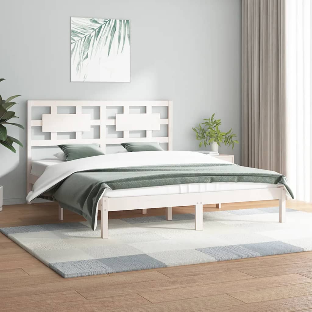 vidaXL Sängynrunko ilman patjaa valkoinen 140x200 cm täysi mänty