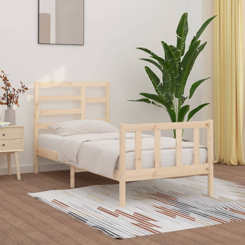 vidaXL Sängynrunko ilman patjaa 90x200 cm täysi mänty