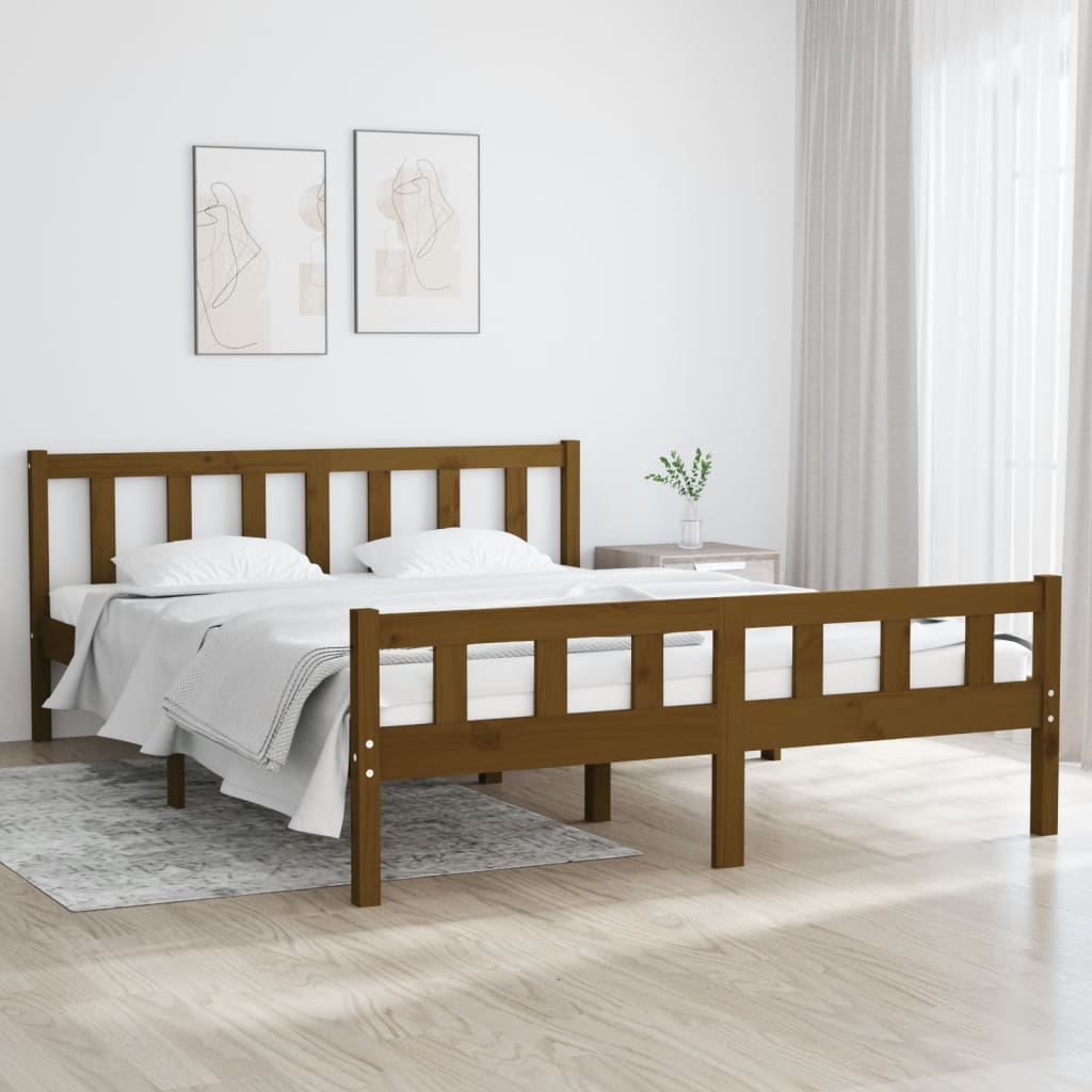 vidaXL Sängynrunko hunajanruskea täysi puu 120x200 cm