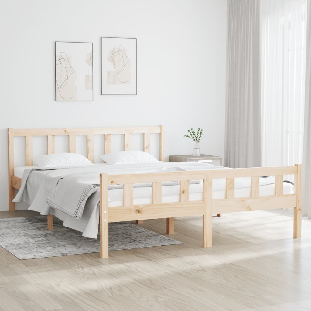 vidaXL Sängynrunko täysi mänty 150x200 cm King Size