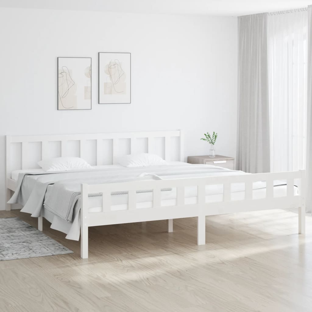 vidaXL Sängynrunko valkoinen täysi puu 160x200 cm
