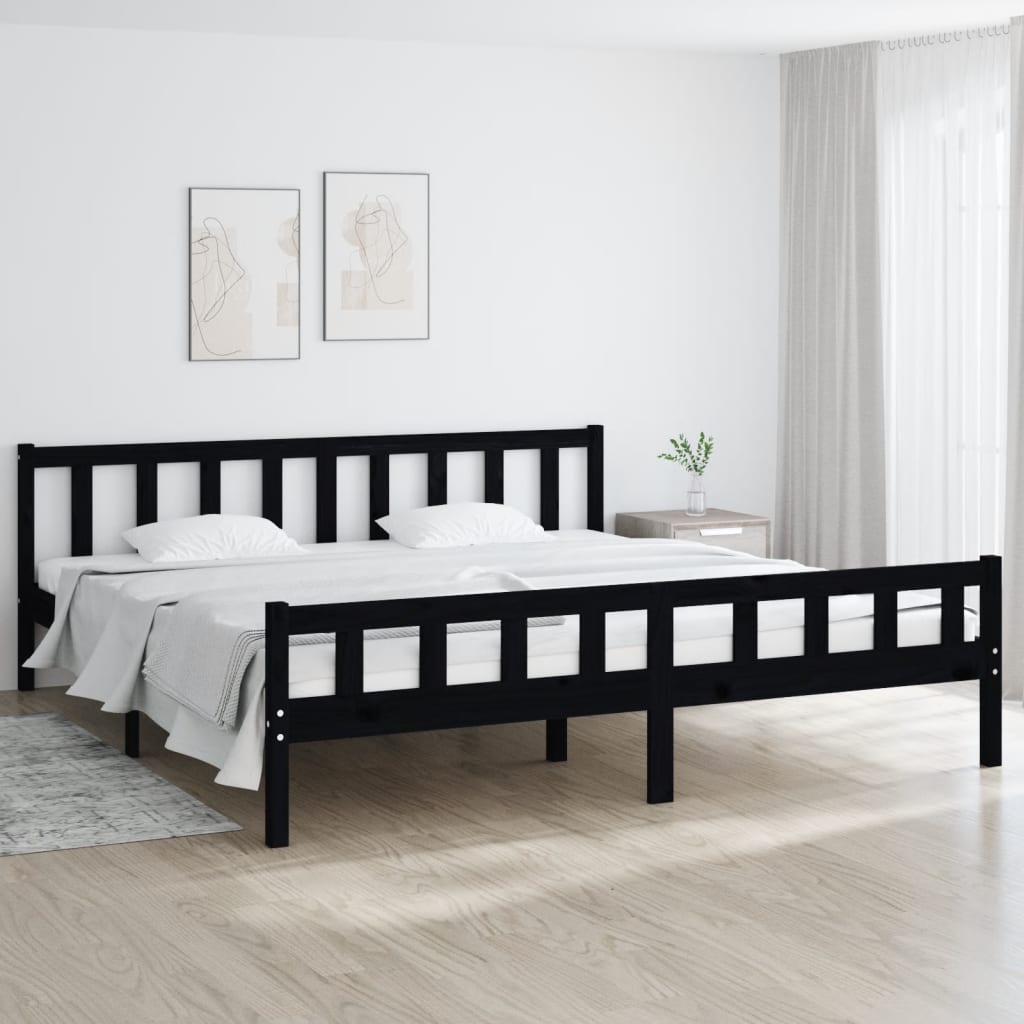 vidaXL Sängynrunko musta täysi puu 200 x 200 cm
