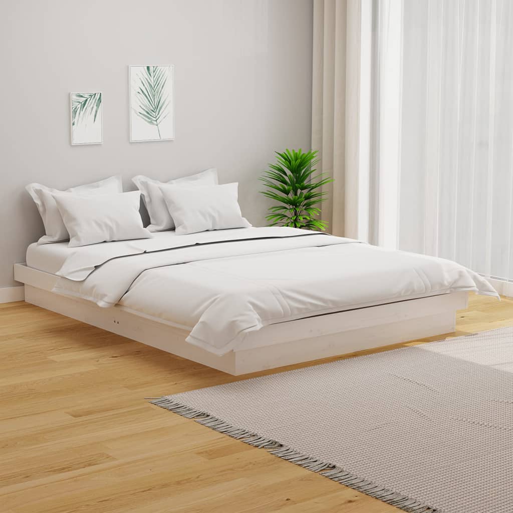 vidaXL Sängynrunko valkoinen täysi mänty 150x200 cm King Size