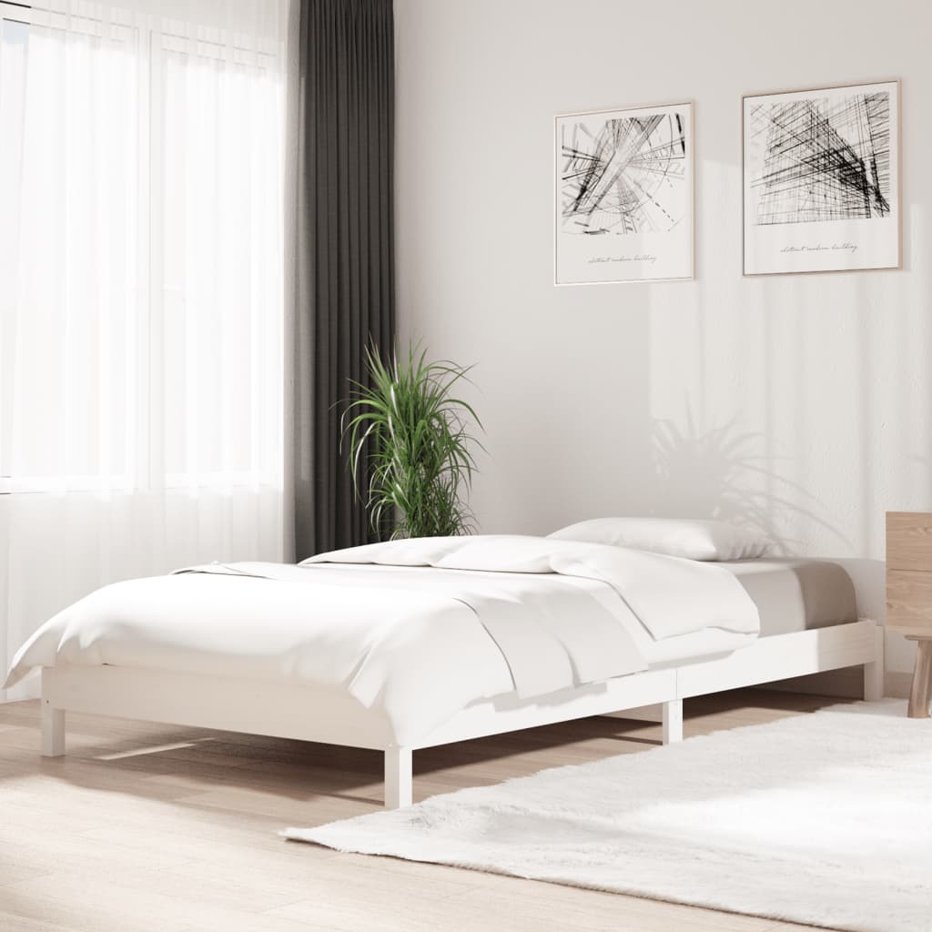 vidaXL Pinottava sänky valkoinen 80x200 cm täysi mänty
