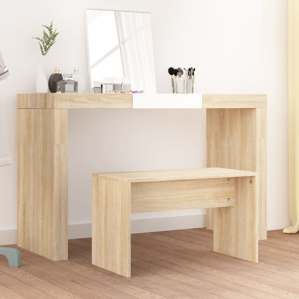 vidaXL Meikkijakkara Sonoma-tammi 70x35x45 cm tekninen puu