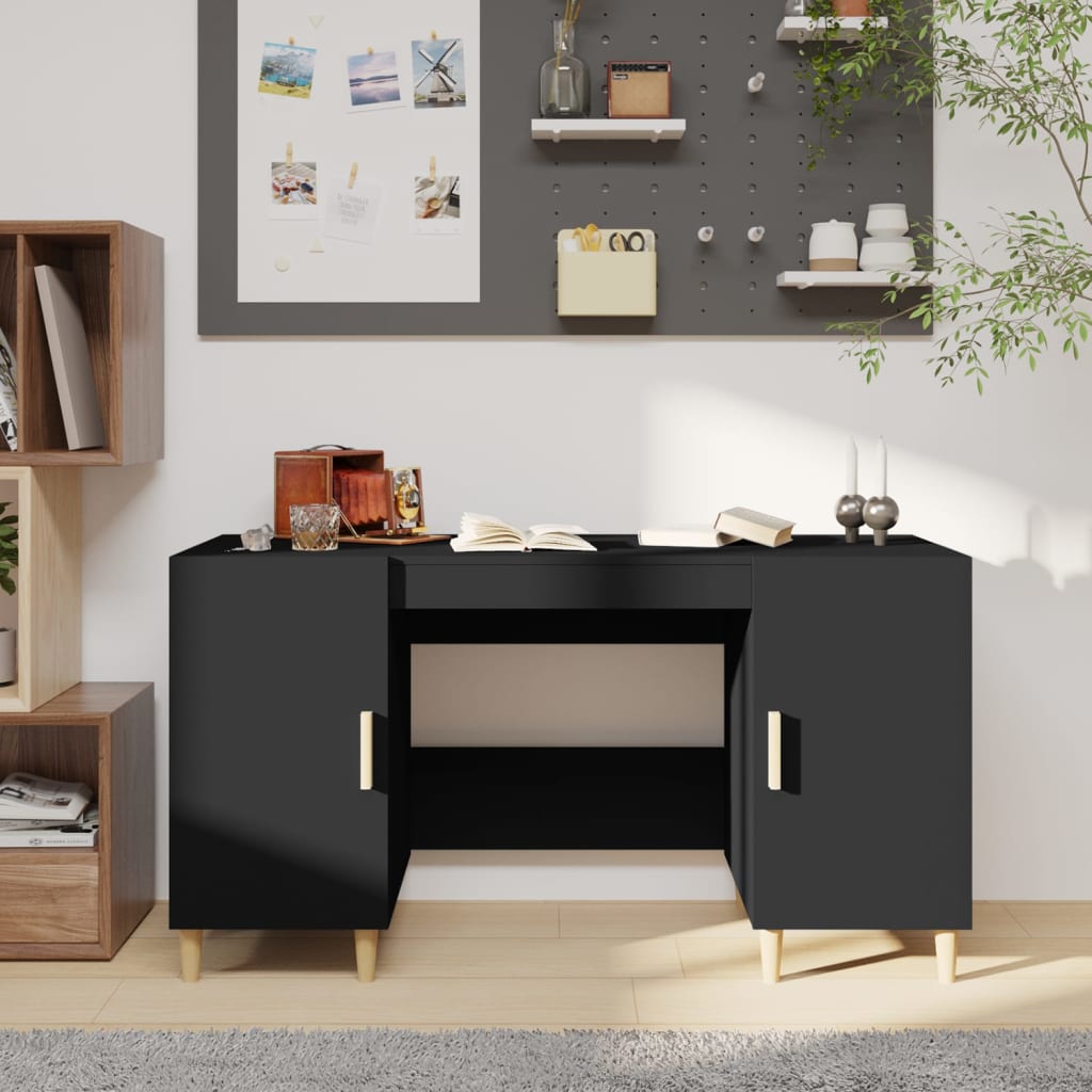 vidaXL Työpöytä musta 140x50x75 cm tekninen puu