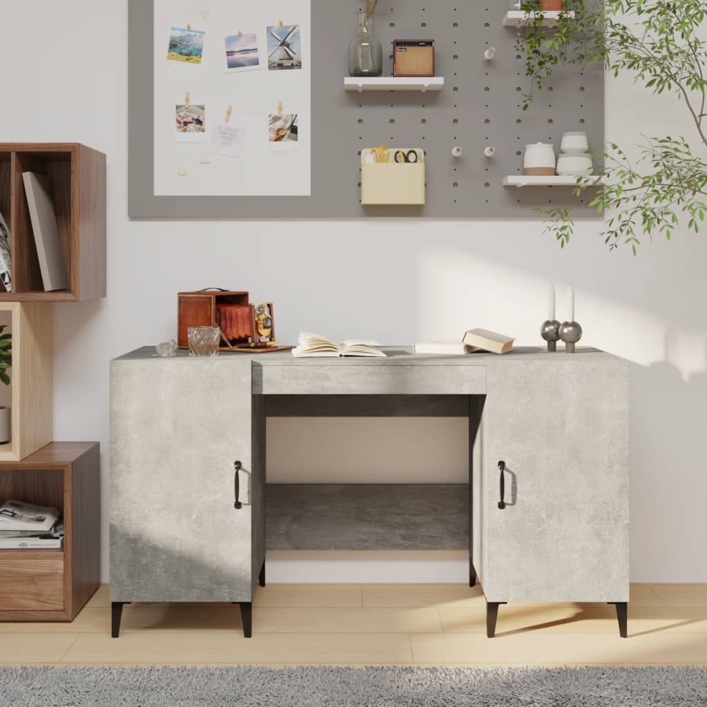 vidaXL Työpöytä betoninharmaa 140x50x75 cm tekninen puu