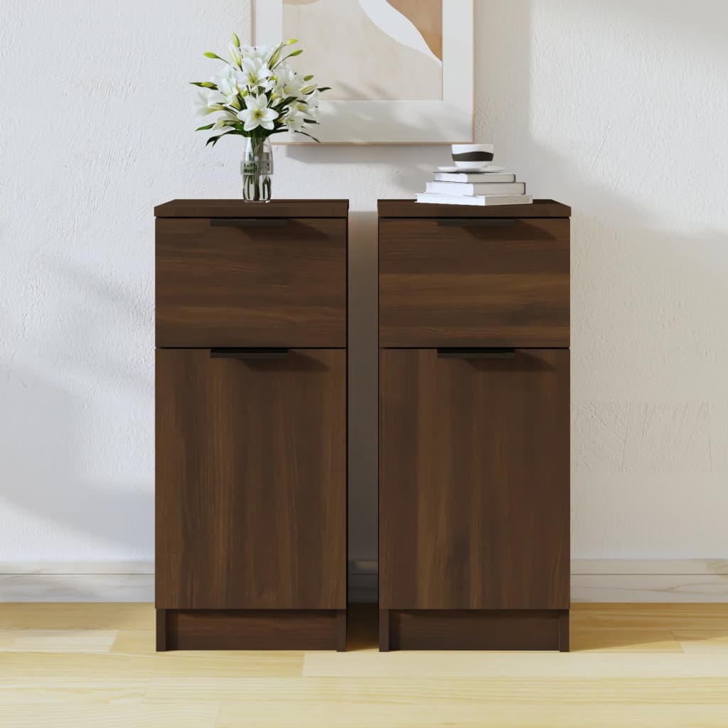 vidaXL Senkit 2 kpl ruskea tammi 30x30x70 cm tekninen puu