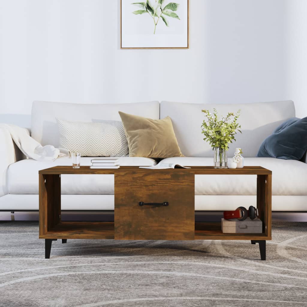vidaXL Sohvapöytä savutammi 102x50x40 cm tekninen puu