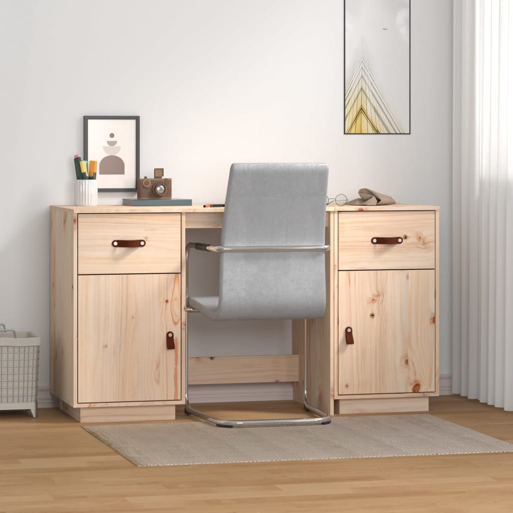 vidaXL Työpöytä kaapeilla 135x50x75 cm täysi mänty