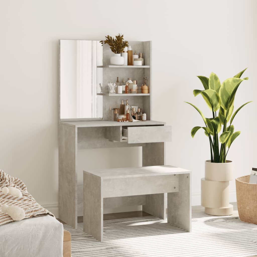 vidaXL Peilipöytäsarja betoninharmaa 74,5x40x141 cm