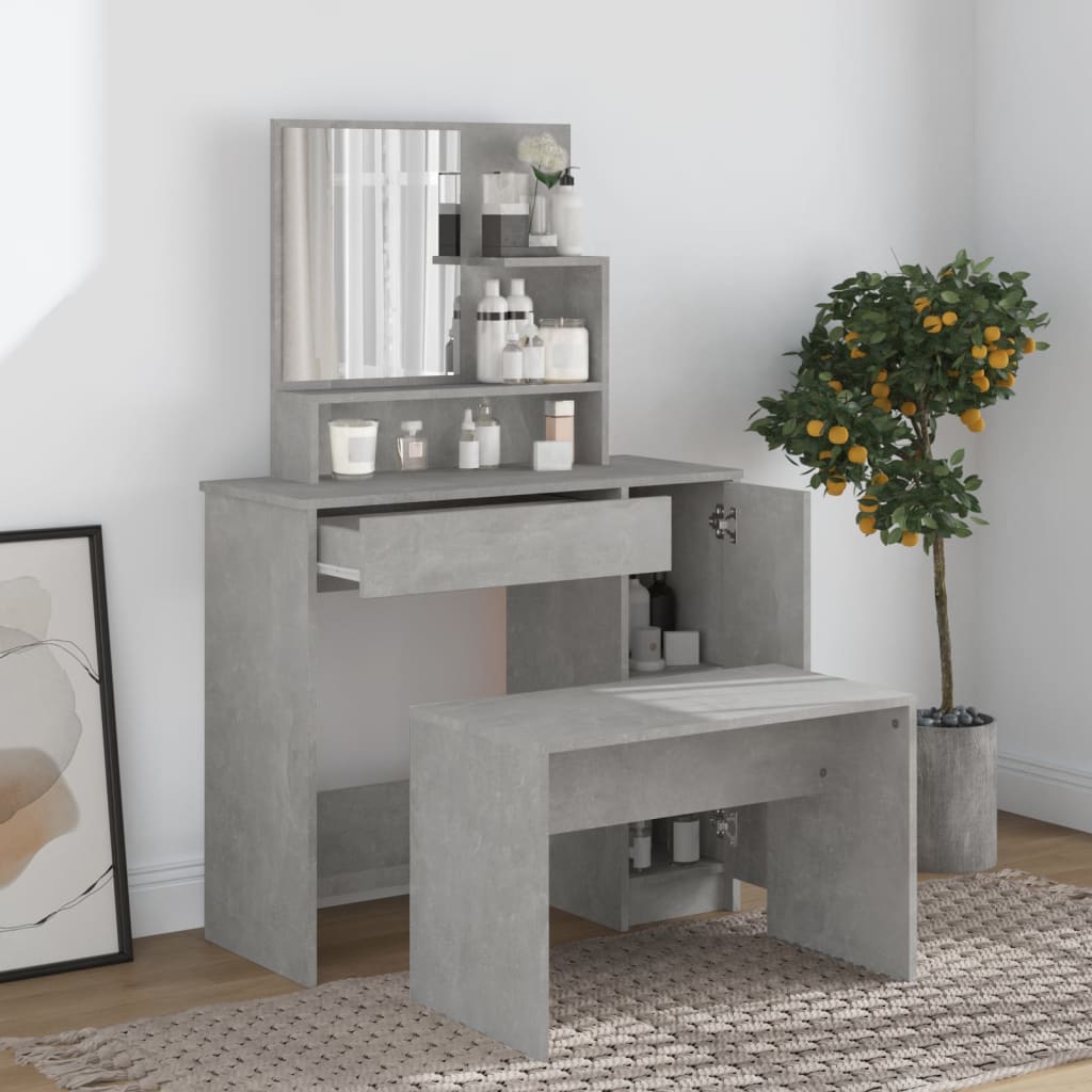 vidaXL Peilipöytäsarja betoninharmaa 86,5x35x136 cm