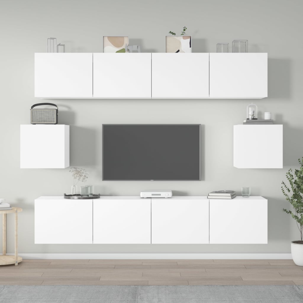 vidaXL 6-osainen TV-kaappisarja valkoinen tekninen puu