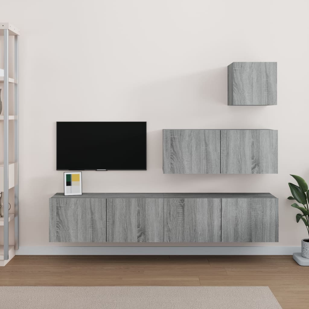 vidaXL 4-osainen TV-kaappisarja harmaa Sonoma tekninen puu