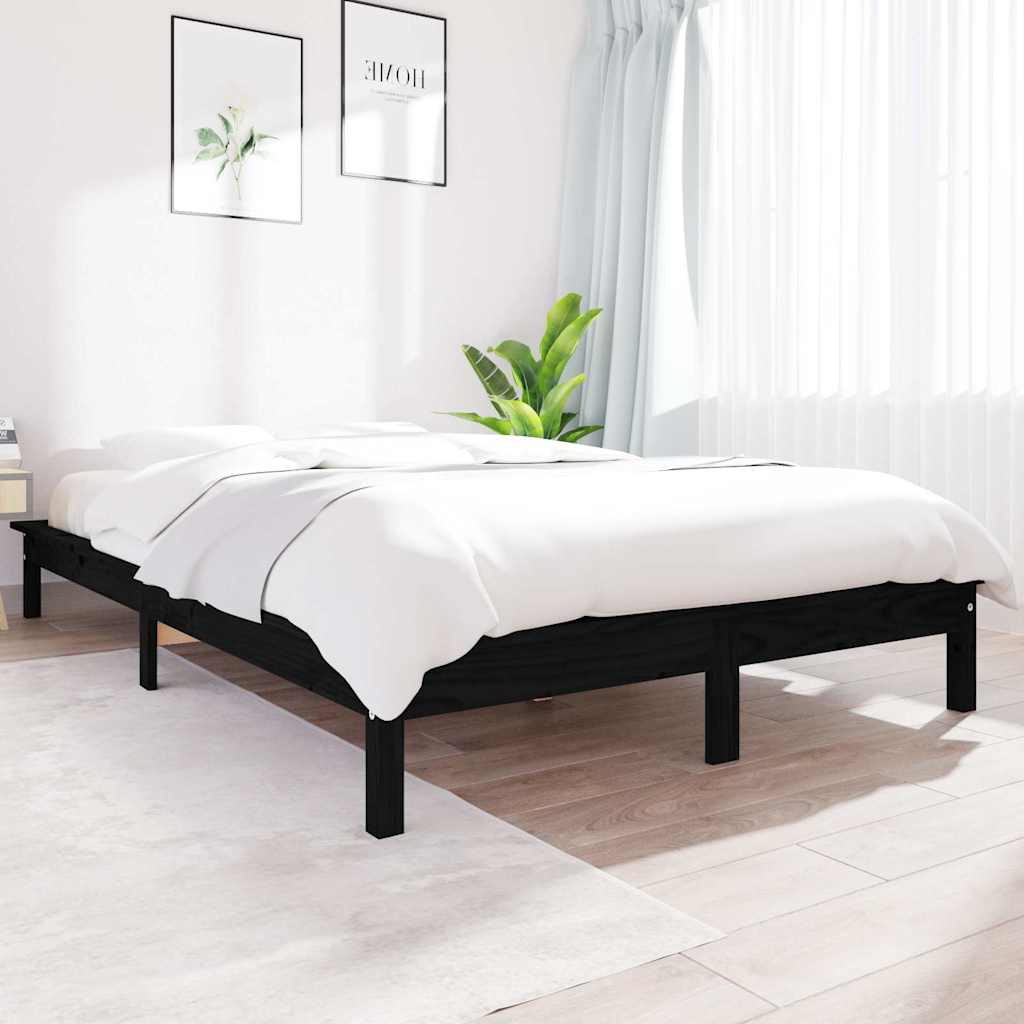 vidaXL Sängynrunko musta 120x200 cm täysi mänty