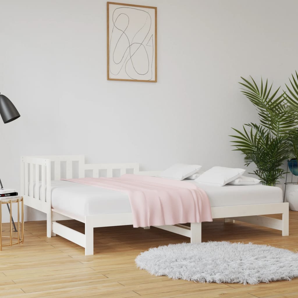 vidaXL Sohvasänky ulosvedettävä valkoinen 2x (90x190) cm täysi mänty