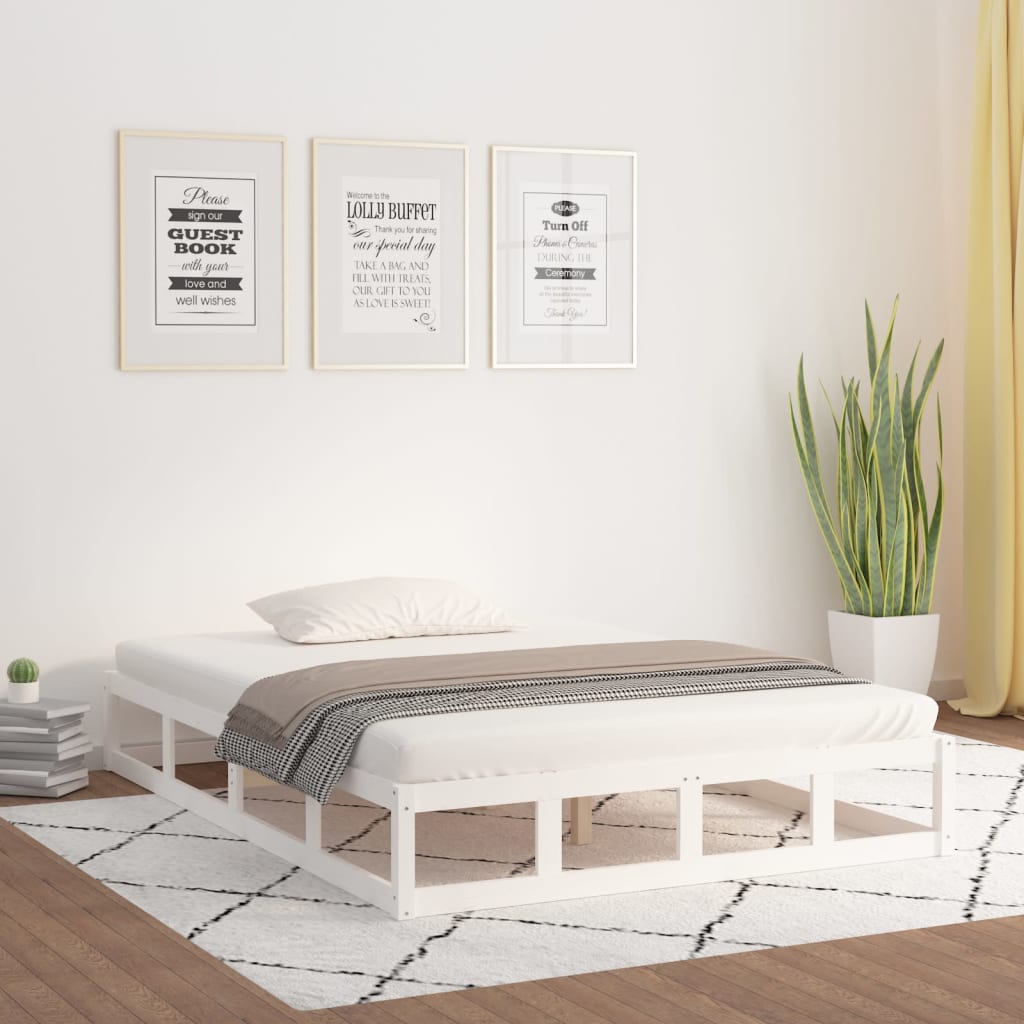 vidaXL Sängynrunko valkoinen 140x200 cm täysi puu