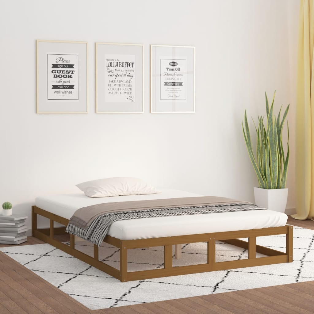 vidaXL Sängynrunko hunajanruskea 120x190 cm Small Double täysi puu