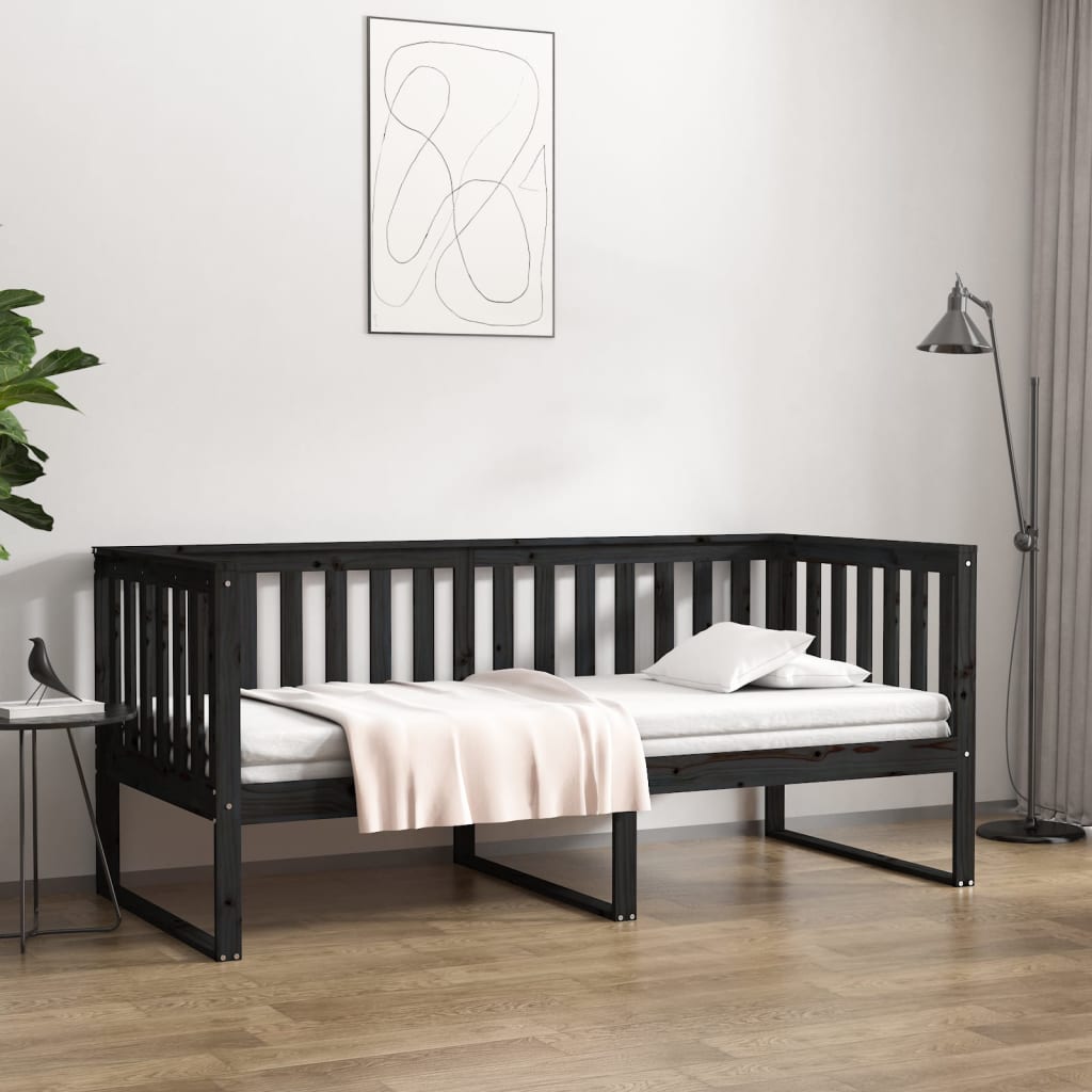 vidaXL Sohvasänky musta 90x190 cm täysi mänty