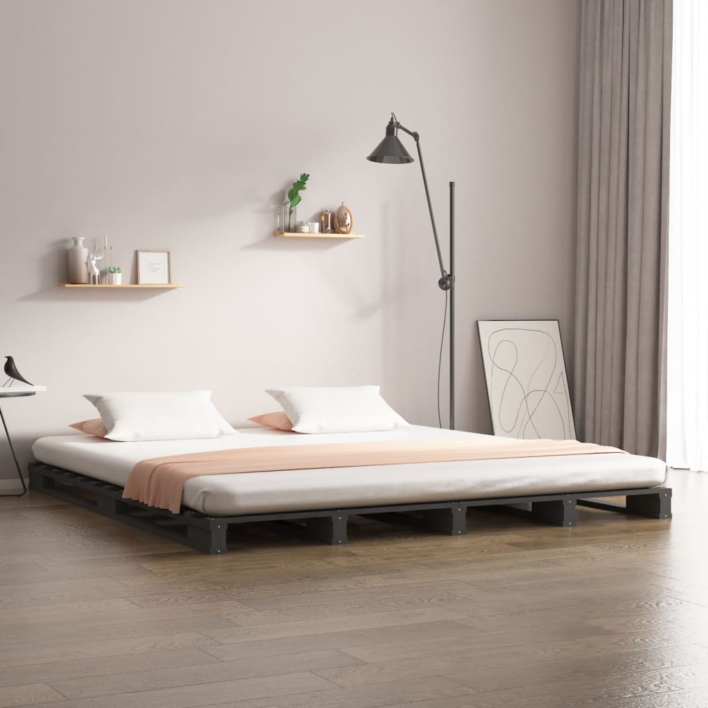 vidaXL Lavasänky harmaa 140x190 cm täysi mänty