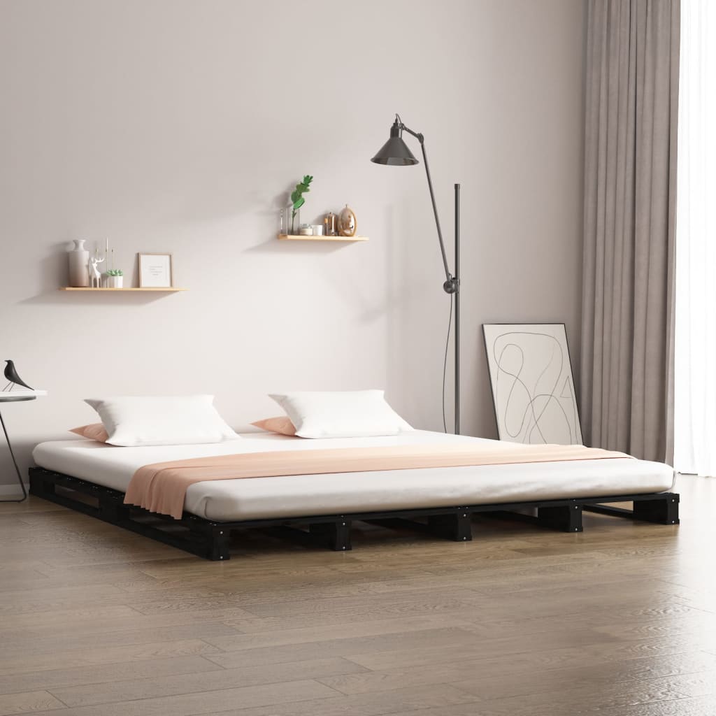 vidaXL Lavasänky musta 140x190 cm täysi mänty
