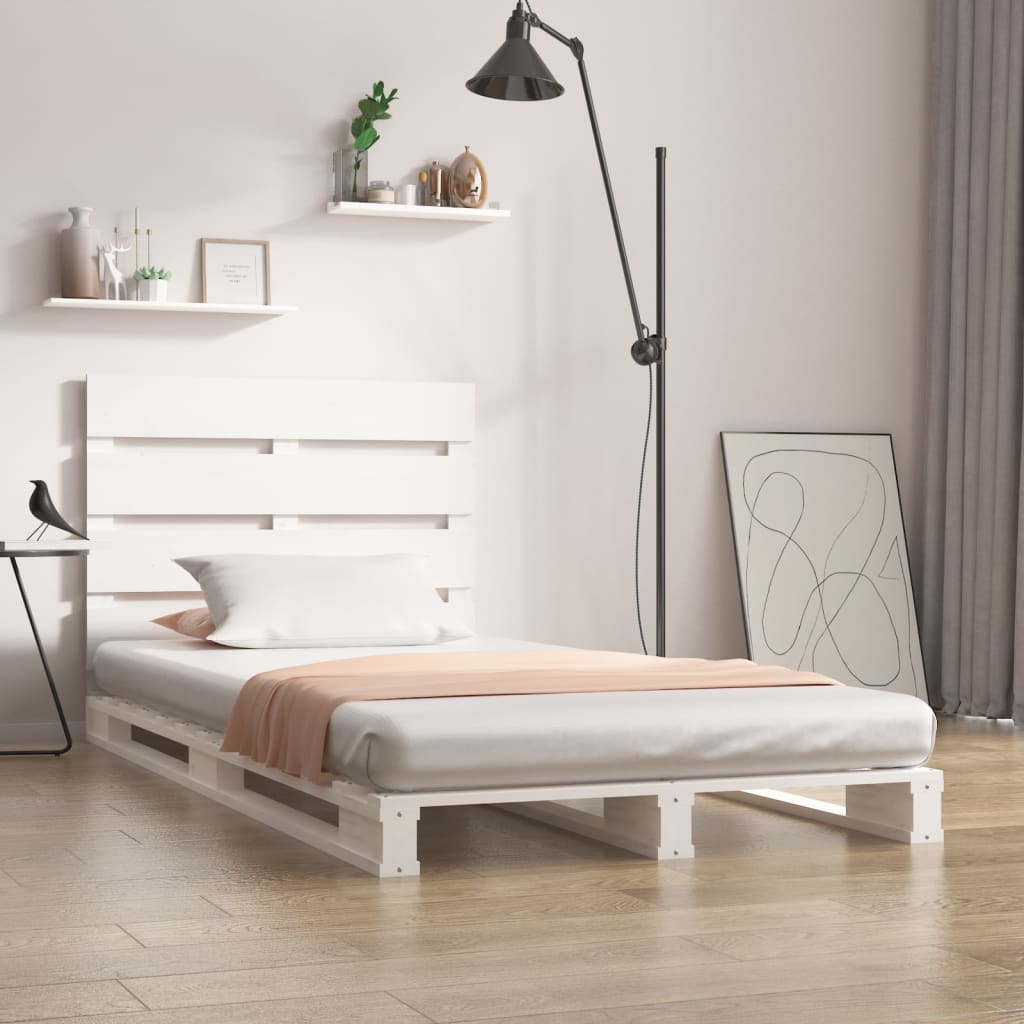 vidaXL Sängynrunko ilman patjaa valkoinen 90x200 cm täysi mänty