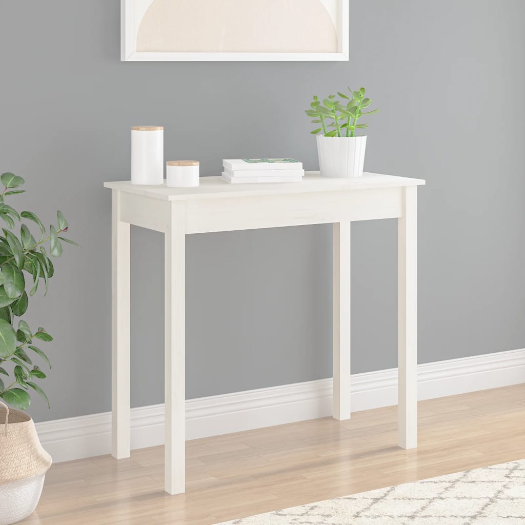 vidaXL Konsolipöytä valkoinen 80x40x75 cm täysi mänty