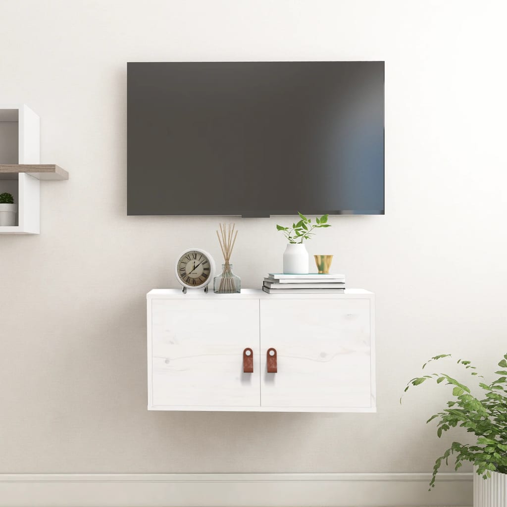 vidaXL Seinäkaappi valkoinen 60x30x30 cm täysi mänty