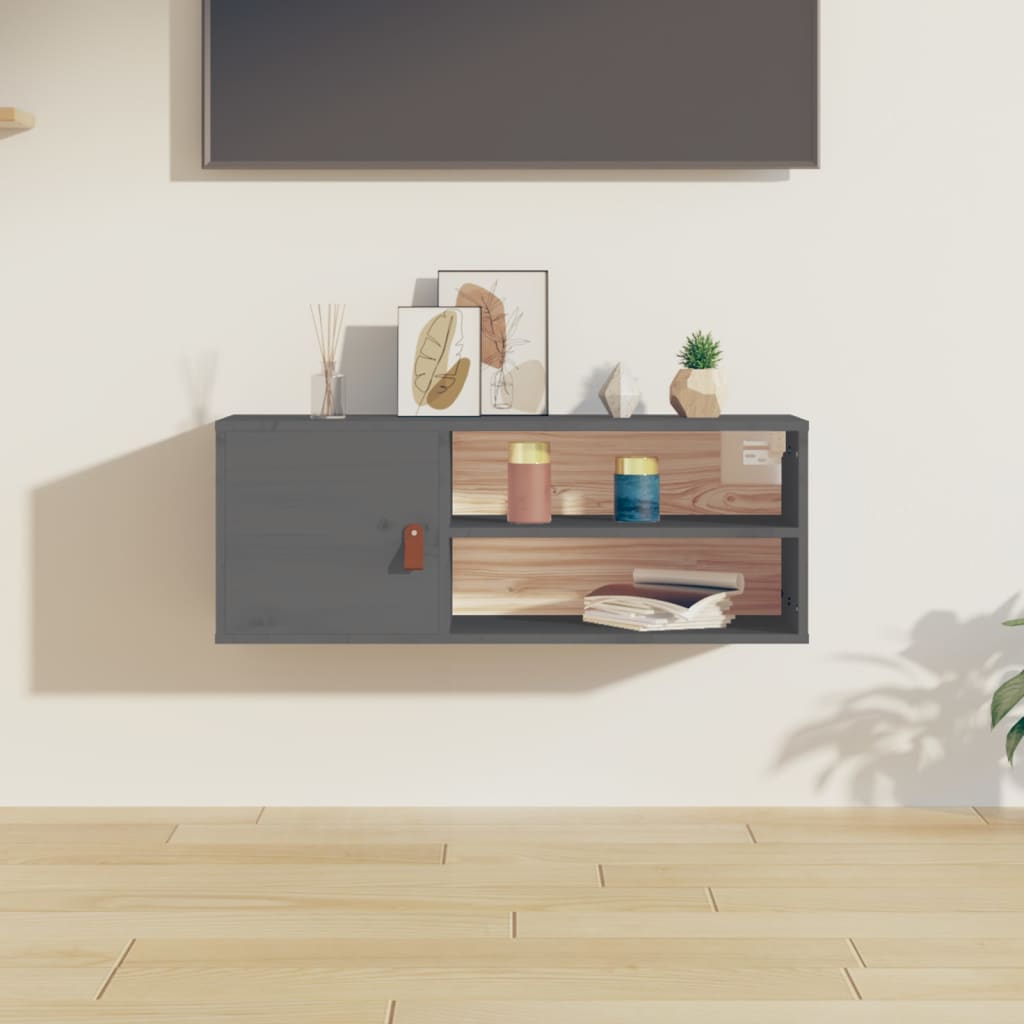 vidaXL Seinäkaappi harmaa 80x30x30 cm täysi mänty