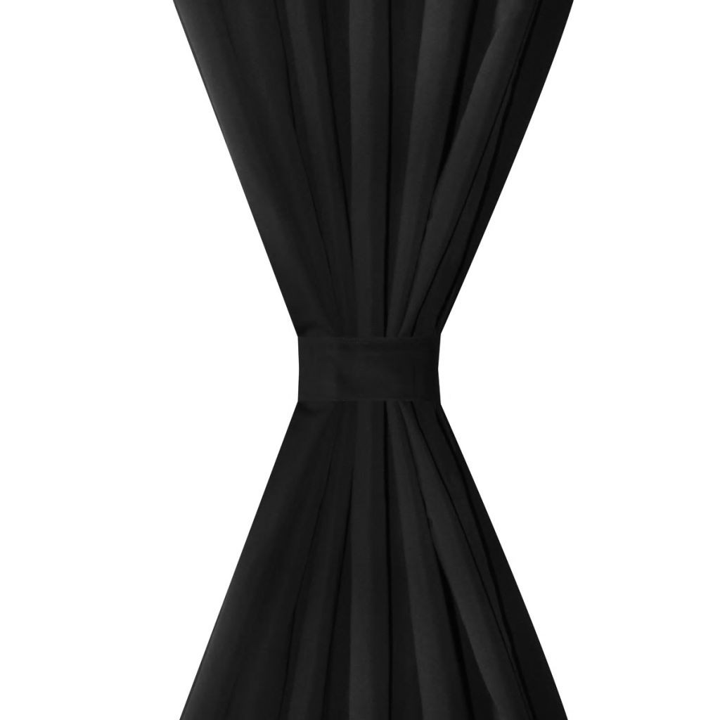 Mustat Mikro-Satiini Verhot Lenkeillä 2kpl 140 x 175 cm - Musta