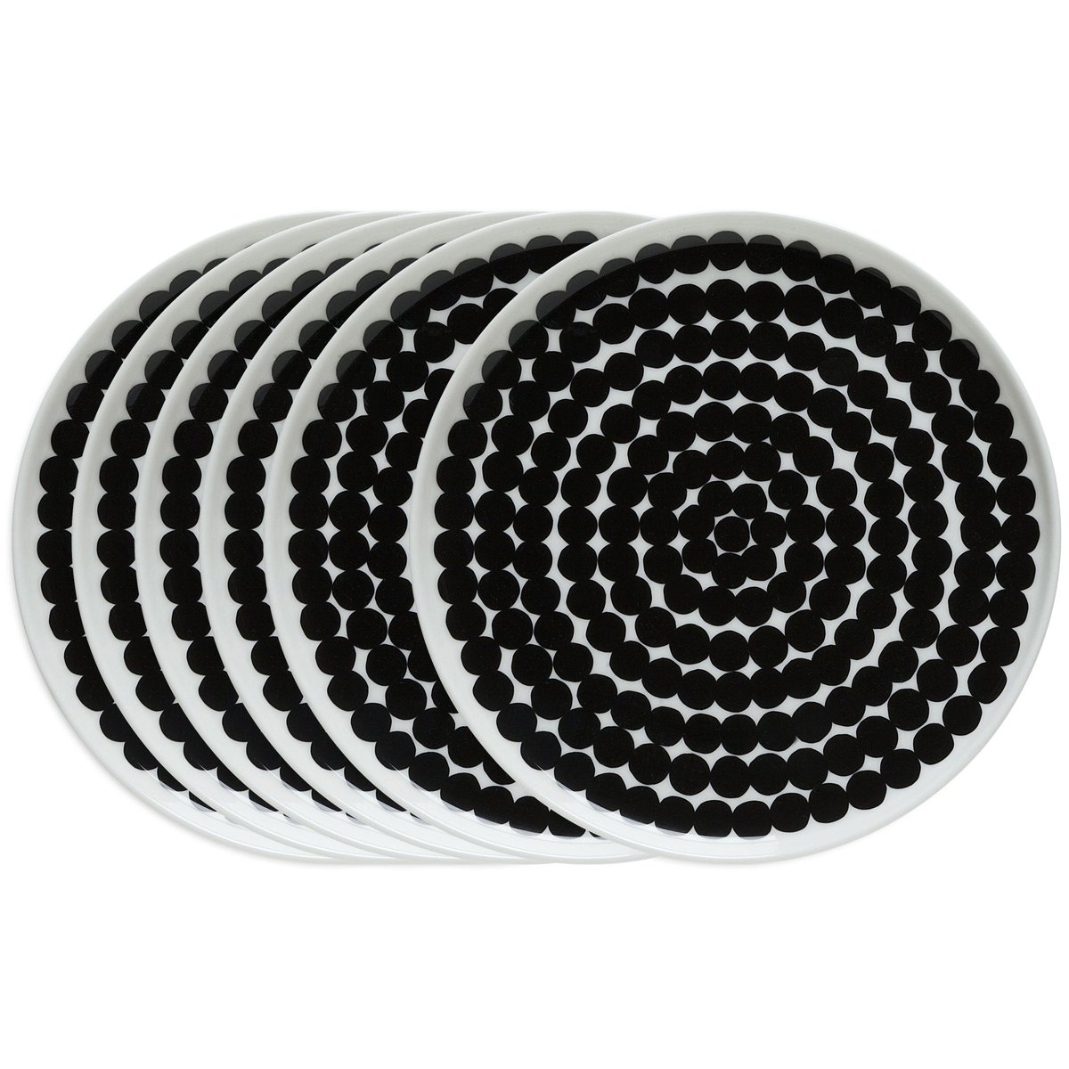 Marimekko Räsymatto lautanen 20 cm, 6 kpl musta-valkoinen musta-valkoinen