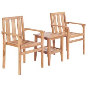 3-osainen bistrosarja täysi tiikki - Ruskea