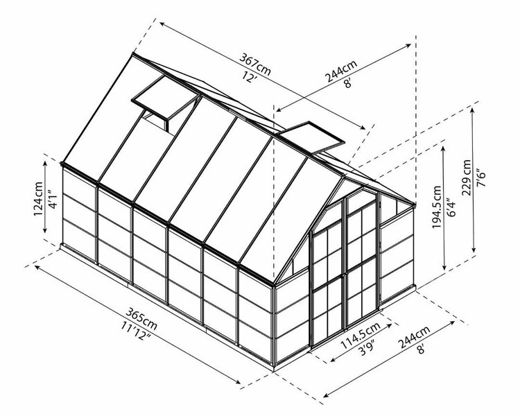 Kasvihuone HYBRID BALANCE 8,9m2. hopea
