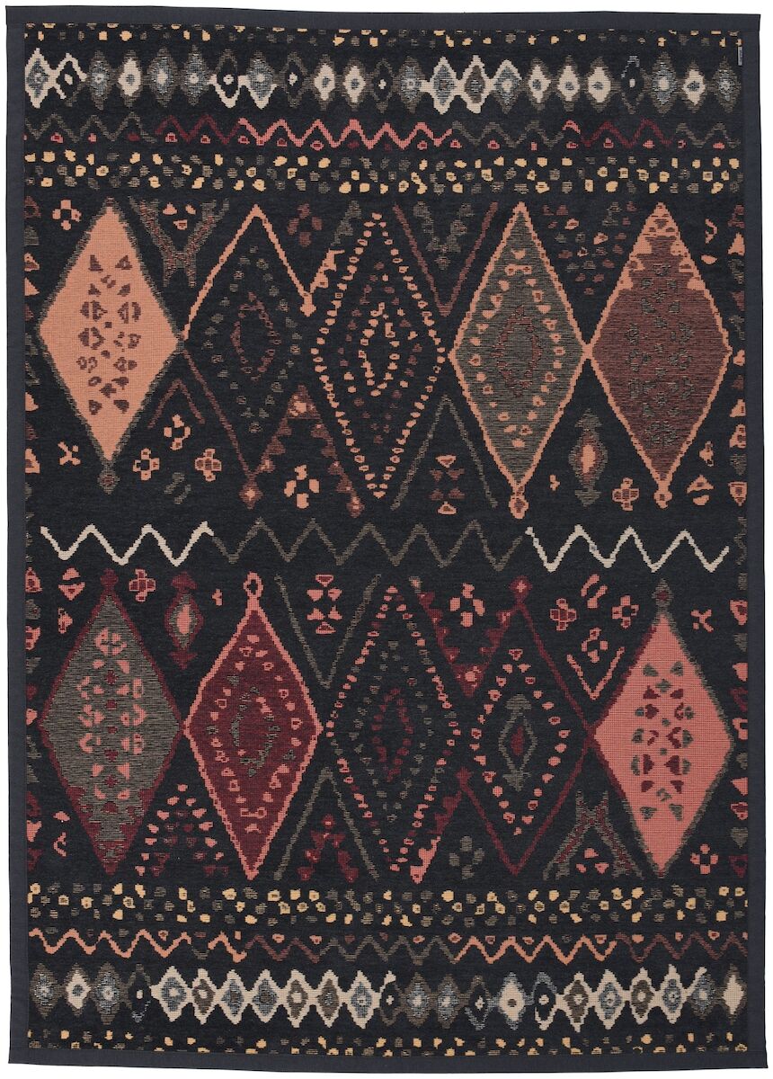 Retro kaksipuolinen puuvillamatto musta 140x200 cm