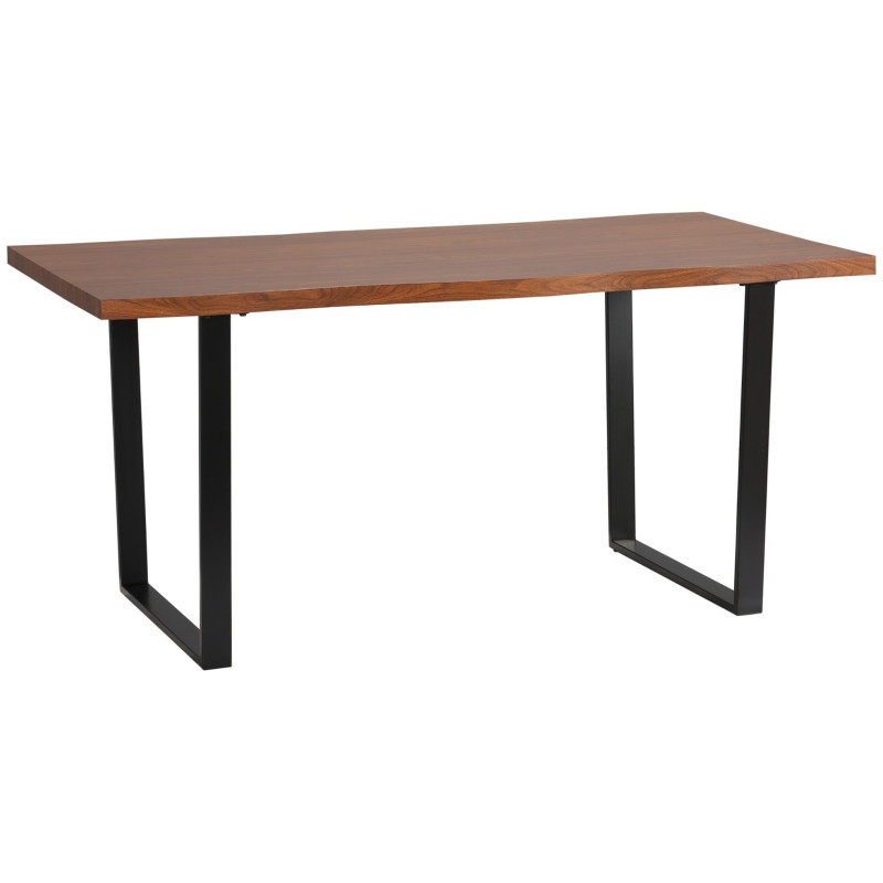 Ruokapöytä aaltoilevat reunat 6 henkilöä 160 x 85 x 75 cm ruskea / musta teollinen muotoilu