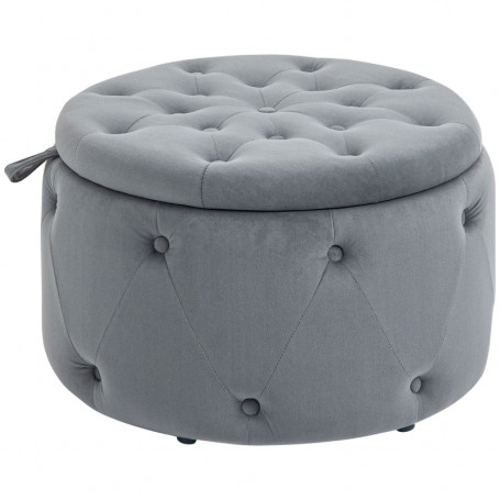 Jakkara Pyöreä Velvet Grey säilytystilalla 60 x 40 cm