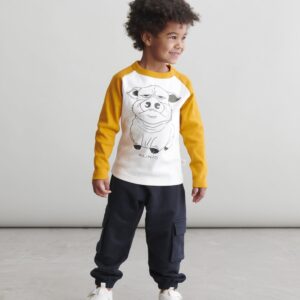 Kids' Mr Oink Rib Shirt White/Yellow