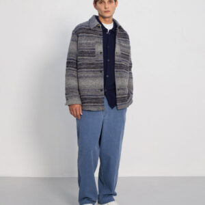 Thick Overshirt Wool-Blend Grey Stripe