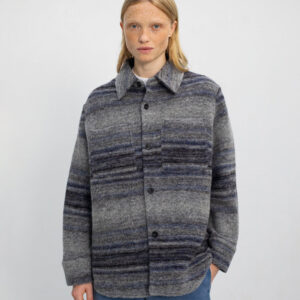 Thick Overshirt Wool-Blend Grey Stripe