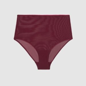 Mesh Highwaist Briefs Burgundy/Neon Pink