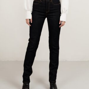 Long Denim Black & Tabacco Stitch