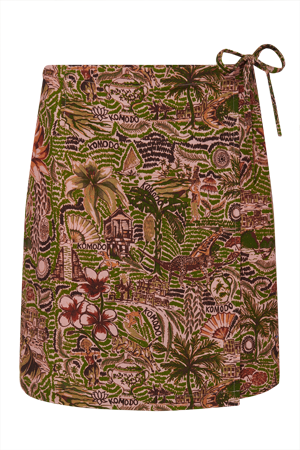 Solstice Cotton Skirt Tropical Print Pink