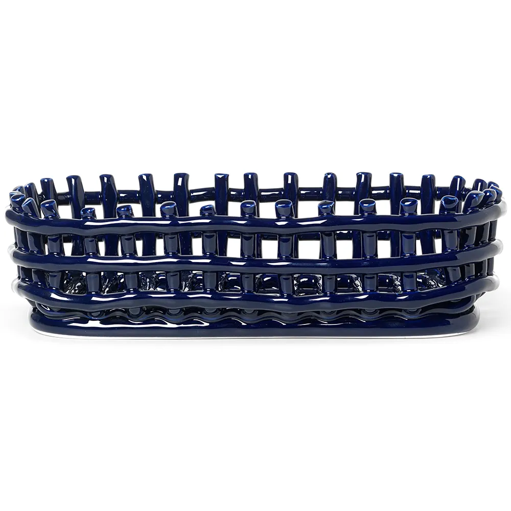Ferm Living, Ceramic Basket - Oval - Blue