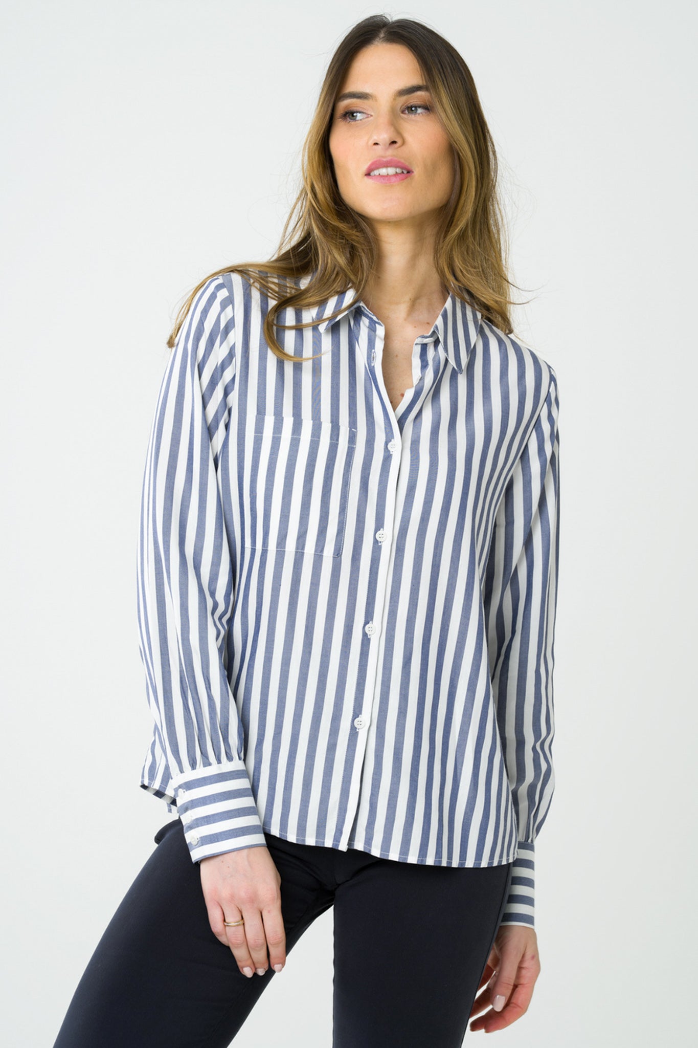 Kauri Button-up Shirt Striped Blue