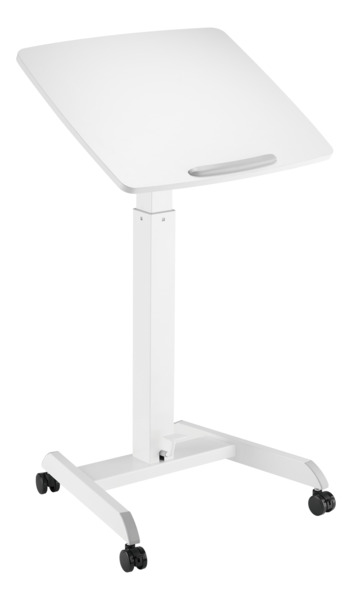 DELTACO OFFICE tietokonepöytä, korkeuden säätö, kallistettava pöytälevy, 600 x 531 x 758 - 1128 mm, valkoinen
