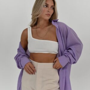 One Shoulder Ribbitoppi Valkoinen