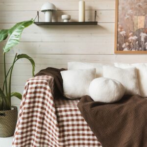 Linen Waffle Blanket Mocha Brown