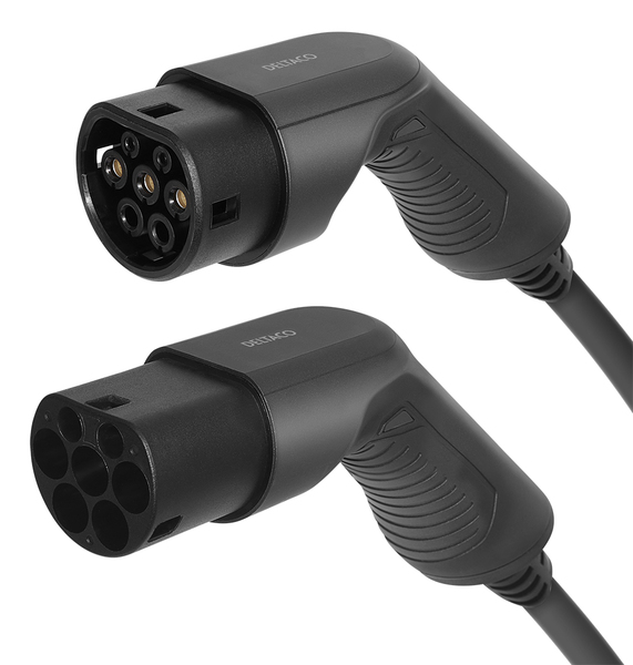 DELTACO e-Charge, cable type 2 - type 2, 3 phase, 16A, 5M -sähköauton latauskaapeli