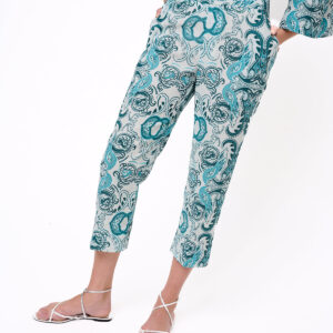Kirki Print Cropped Trousers Blue